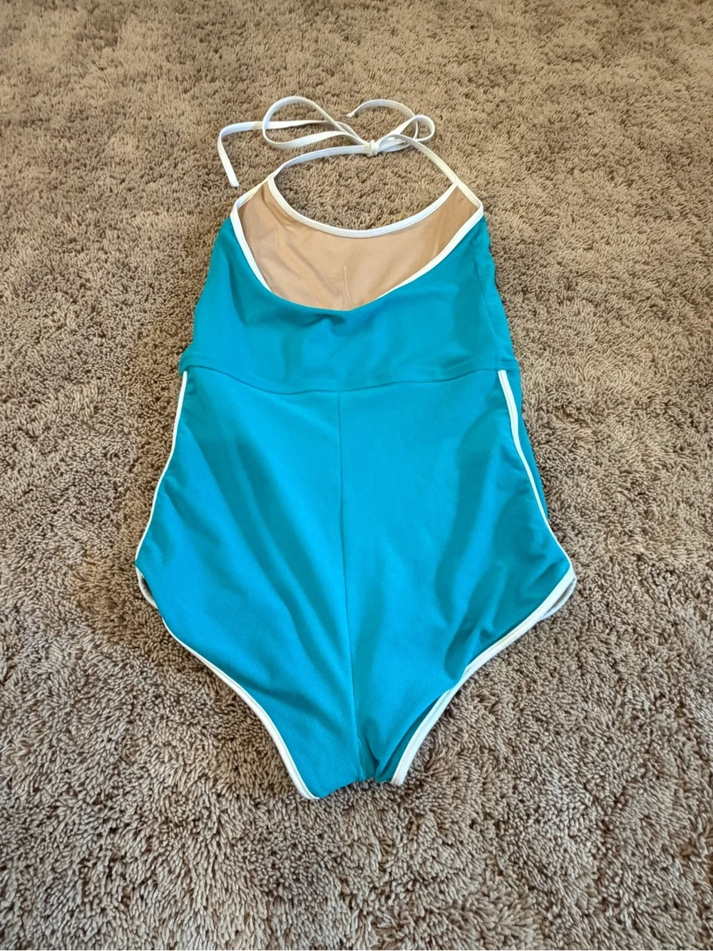 New small 4 free people gnash towelling one piece swimsuit teal white halter - Picture 8 of 16